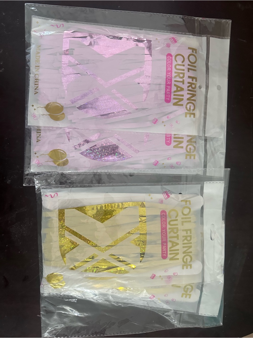 Foil Fringe Party Curtains - Pink and Gold